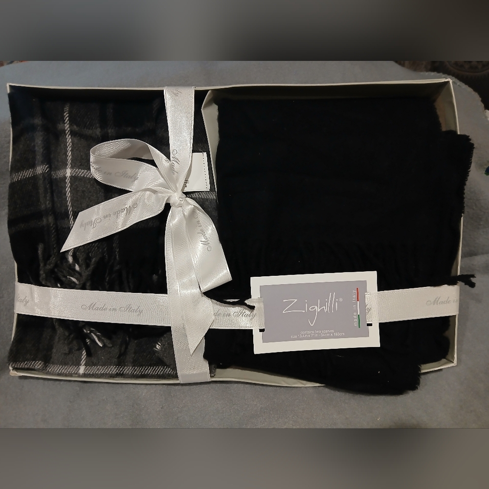 Gilli 2pc. Plaid Black & Black Scarf Set
